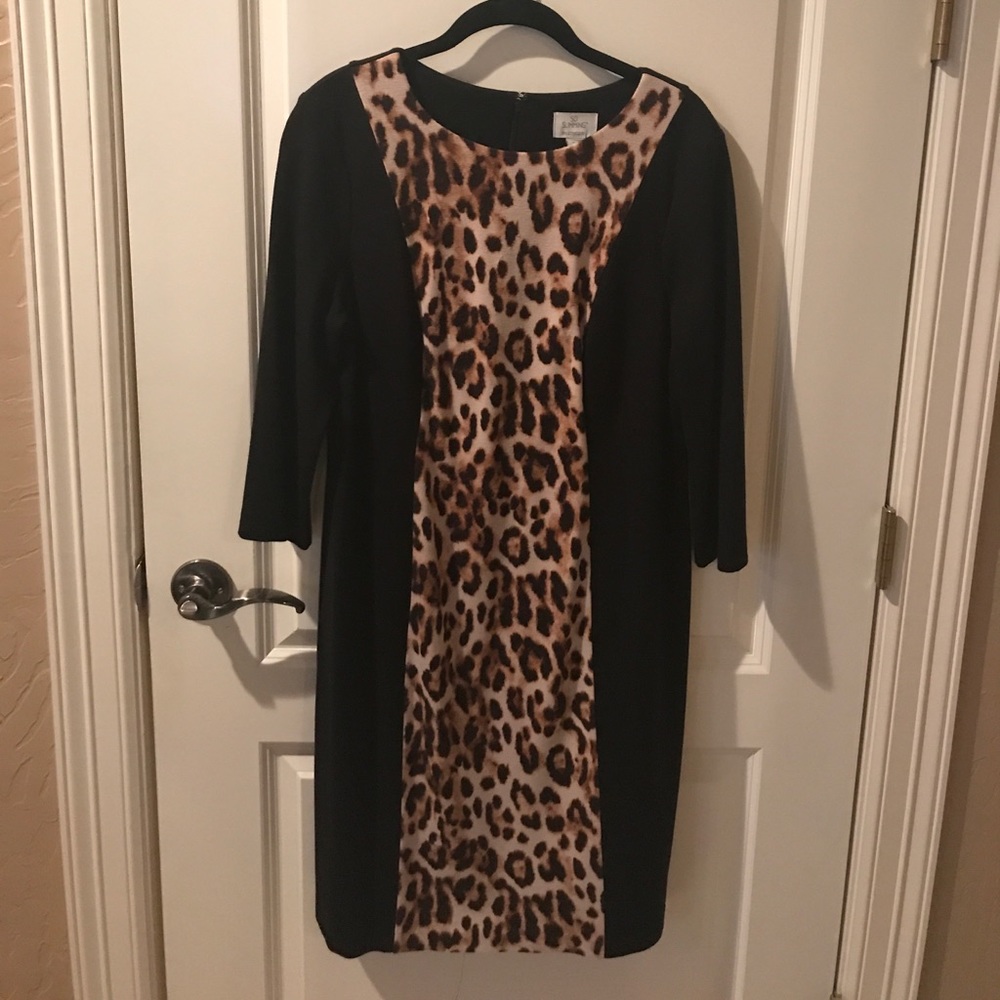 Chico’s So Slimming Black/leopard print dress!